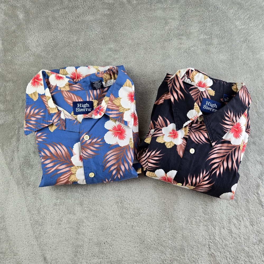 High‎ Sierra Shirt Mens XL Blue Floral Hawaiian Tropical Aloha Resort Lot Of 2